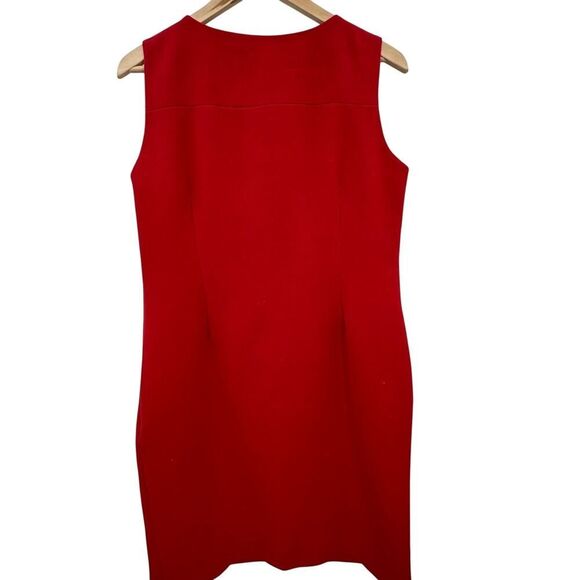 Madison Red Sleeveless Sheath Dress Size 10 Black Beaded Keyhole Neck Short - Picture 2 of 9